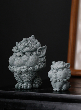 精品青砂石招财可养小麒麟貔貅z茶宠摆件国潮风书房客厅茶桌装饰