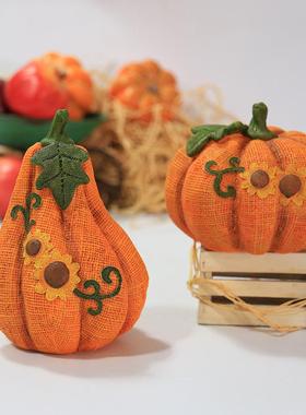秋天感恩节丰收节南瓜橘色树脂仿真模型花园家居桌面玄关聚会装饰
