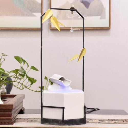 现代简约陶瓷金鱼缸摆件家居景观流水喷泉电视柜创意装饰工艺礼品