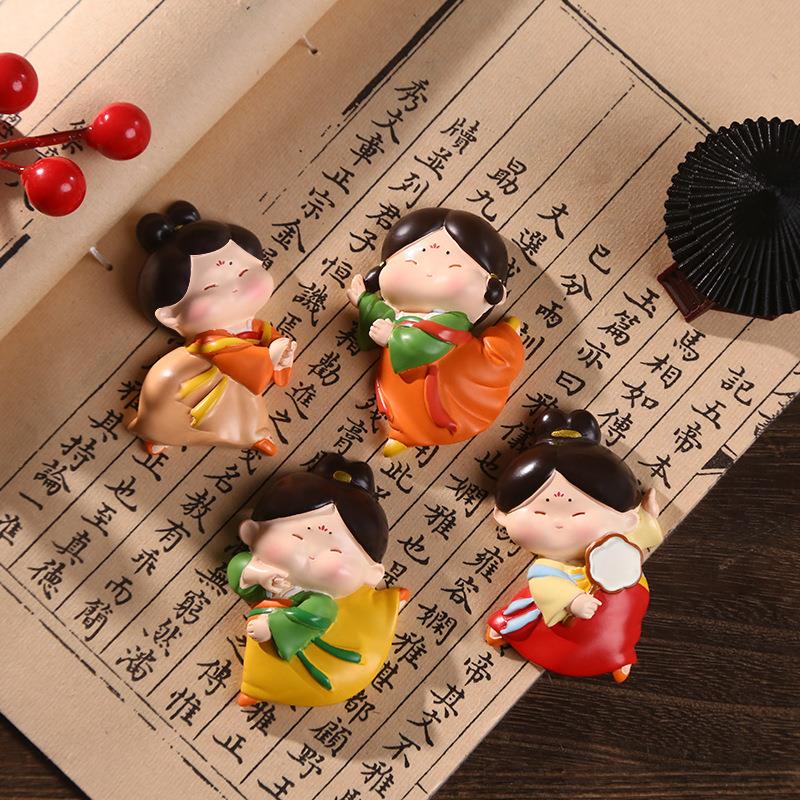 唐小糖摇头冰箱贴墙壁贴树脂工艺品中式唐风西安礼品纪念品唐仕女