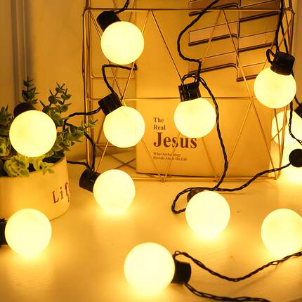 太阳能圆球灯泡串灯24V彩灯串婚庆装饰户外露营夜市摆摊布置led灯