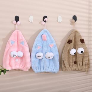 卡通憨憨猫耳朵干发帽创意可爱动物萌宠浴帽卸妆珊瑚绒吸水干发巾