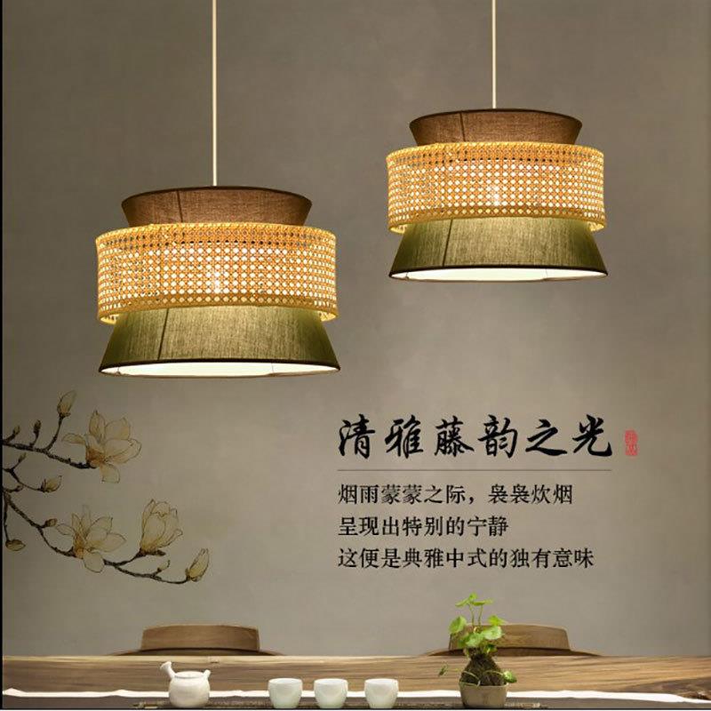 创意个性日式竹艺竹编吊灯现代简约餐厅茶楼过道民宿料理藤艺灯具