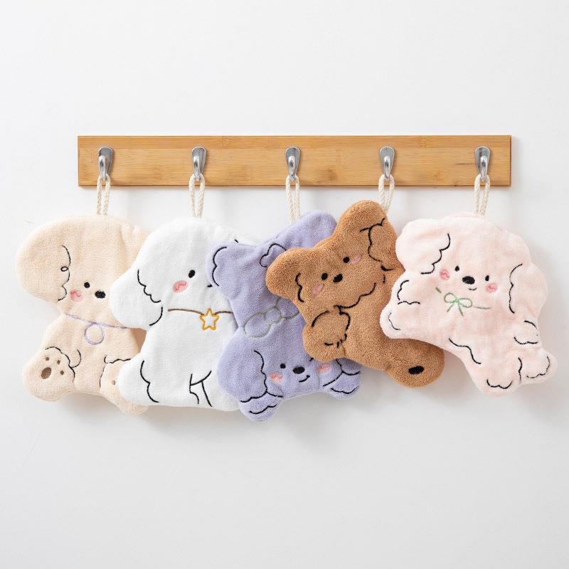 2024新款珊瑚绒可爱卡通挂式擦手巾厨房厕所抹布吸水儿童小毛巾