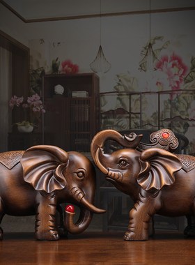 大象摆件一对招财客厅电视酒w柜摆设家居小装饰品北欧现代轻奢创