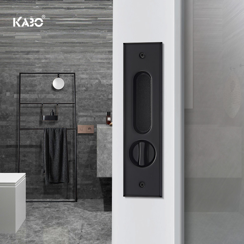 德国KABO移门锁室内卫生间 简约黑色推拉移门O锁扣 移门实木门勾