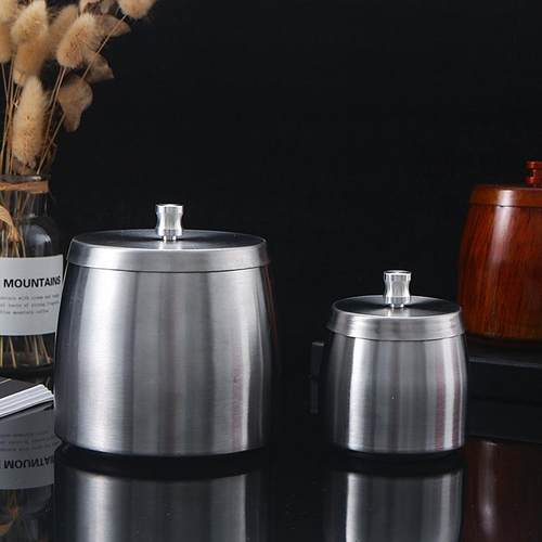 创意不锈钢烟灰缸带盖中式酒店时尚加厚户外防风便携式烟灰缸