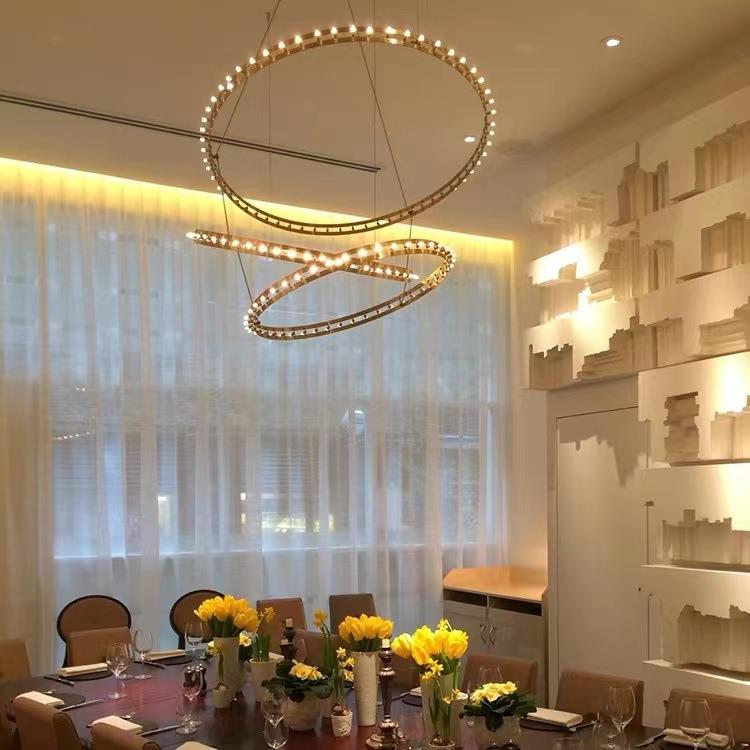 简约圆环艺术造型吊灯别墅旋转楼梯设计吊灯酒店大堂餐厅包厢吊灯