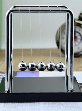 木头底座不锈钢支架方形牛顿摆球撞球碰碰球防断线 商务送礼摆件