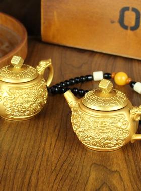 金属麻将把把壶创意沙金色手把件解压转转可旋转金色龙凤茶壶