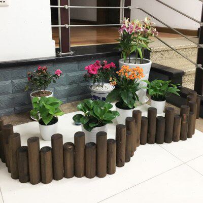 户外木桩围栏防腐木栅栏碳化阳台实木花园装饰庭院花坛圆木小篱笆