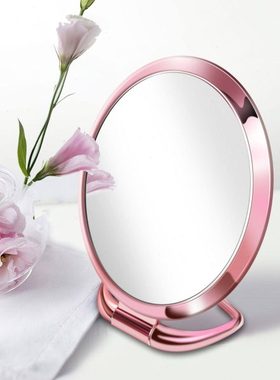 电镀折叠镜宿舍化妆镜双面手柄镜美容院圆形椭圆方形镜子19601