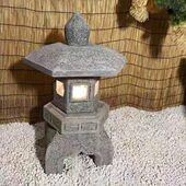 日式 石雕石灯笼复古石灯景观摆件石灯户外别墅庭院太阳能石灯禅意