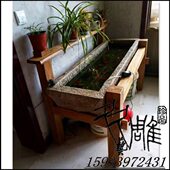 老石槽青石马槽猪槽旧室内养鱼石磨鱼缸流水庭院石盆石槽水景木架