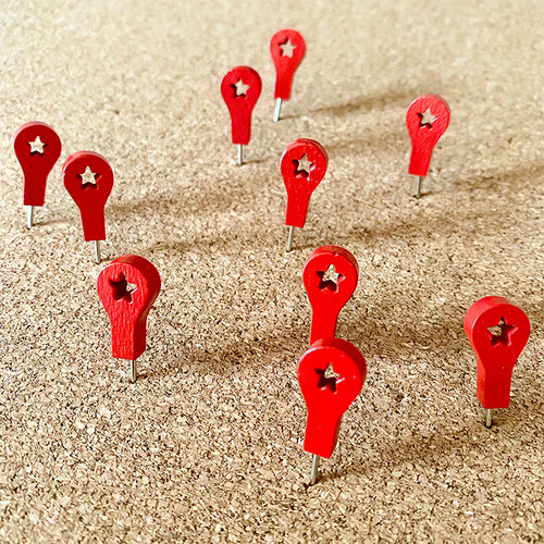 10个创意地图标注星标图u钉红色立体木质软木板照片墙装饰毛毡按