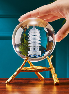 创意文昌塔水晶球摆件桌面书房办公F摆设家居客厅儿童房装饰品