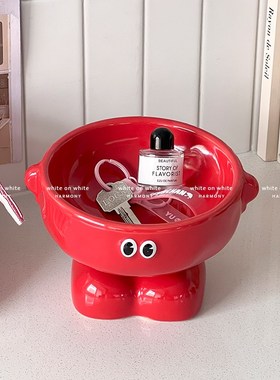 奶油风入户门玄关装饰摆件轻奢高档放钥I匙盒可爱鞋柜桌面收纳摆