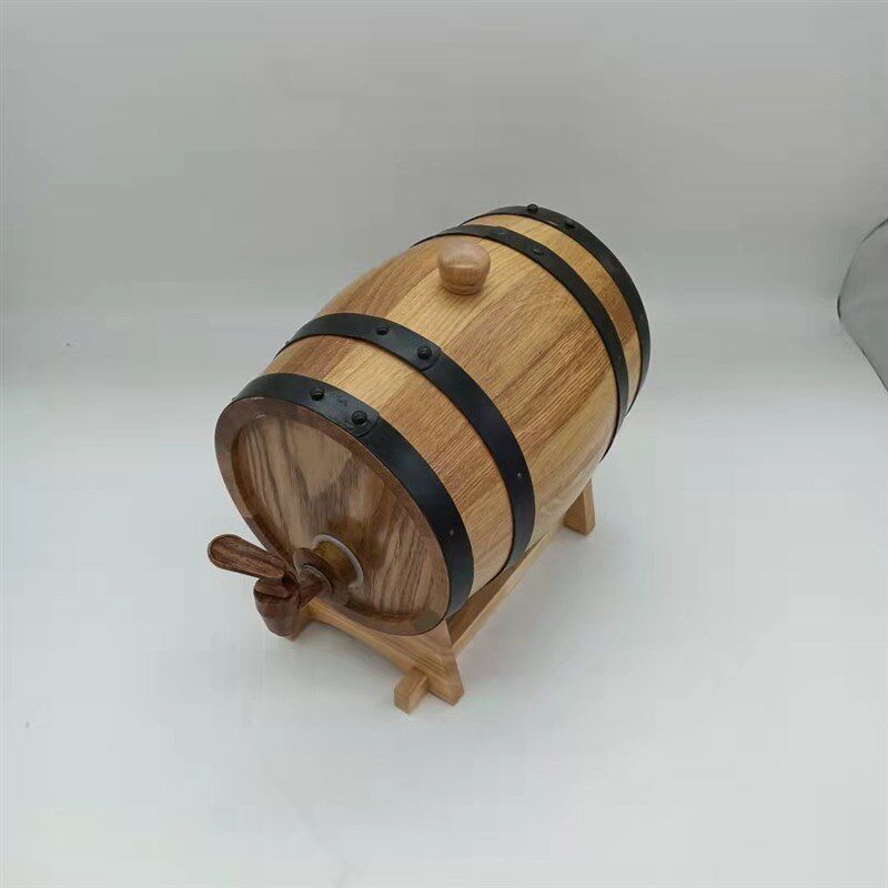 3升橡木黑e箍木纹龙头酒桶橡木红酒桶3L啤酒木桶拍摄道具木桶