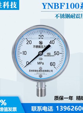 YN100BF 60MPa 全不锈钢抗震压力表 耐震不锈钢压力表 苏州轩胜