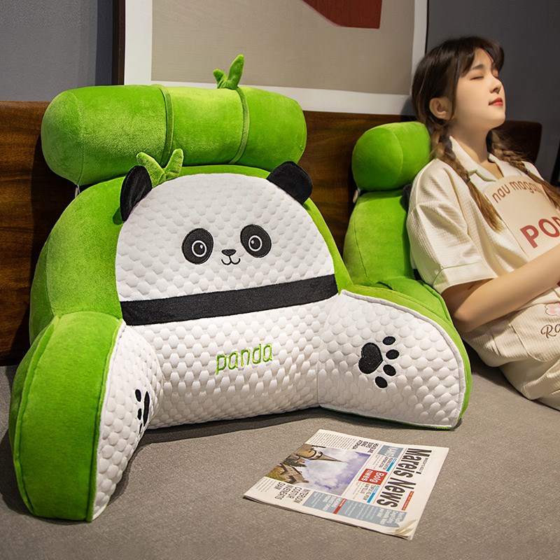 熊猫冰豆豆床头软包大靠背床头靠垫床上玩手M机靠枕沙发靠垫枕头