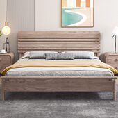 双人储物大床 纯实木床白蜡木 北欧日式 1.5米1.8原木民宿全实木床