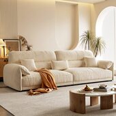 馨佰利布艺沙发客厅2024新款 小户型客厅意式 极简冰点绒直排沙发