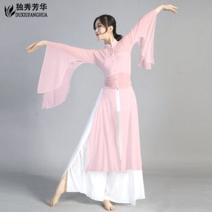 两件套装 飘逸阔腿裤 成人仙女纱衣中国风汉唐广袖 古典舞蹈演出服装