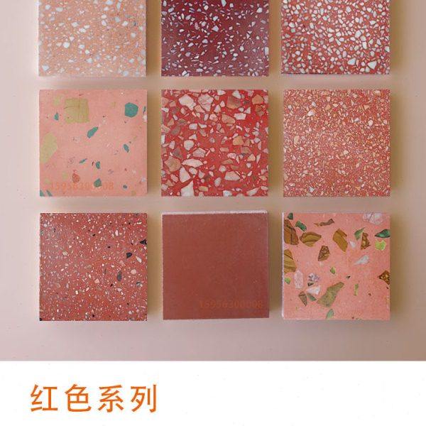 红色水磨石地砖圆桌加工餐厅背景墙装饰石材墙面地面砖防滑耐磨板,基础建材,人造大理石,淘宝优惠券,粉丝福利购,淘宝优惠卷