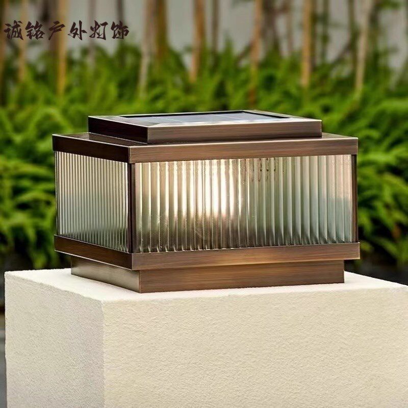 新款太阳能柱头灯户外庭院灯简约防水F别墅围墙灯柱子灯花园门柱