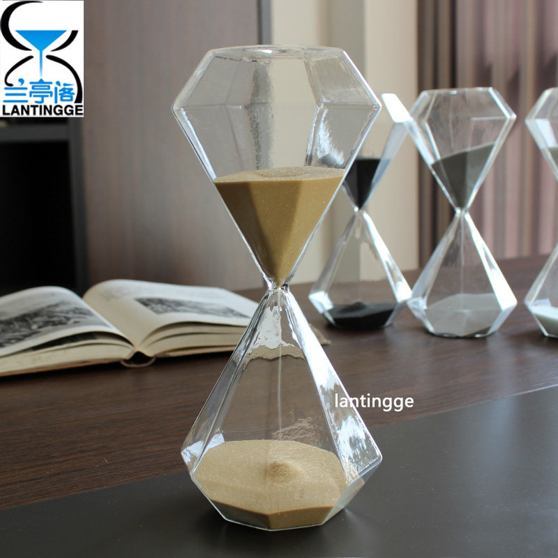 简约现代钻石沙漏6m0分钟创意家居几何摆件生日礼物情人节玻璃礼