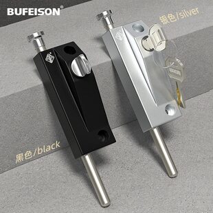 C级旋转门插销锁有框门锁铝合金双门弹簧插销地插锁防盗自动钥匙