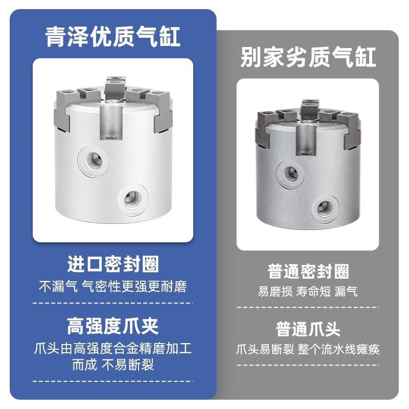 气动夹紧卡盘16D夹爪三爪手指气缸MHS3-20D/25D/3Q2D/40D/50D小型