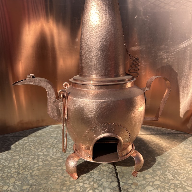 纯手工加厚紫铜黄铜火壶川壶虎爪户外烧水壶河州火壶X茶马古道盖