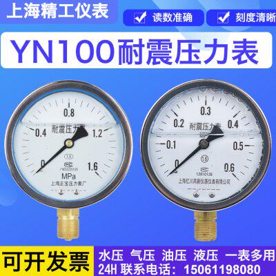 YN100耐震压力表0-0.6/1/1.6/2.5/25MPA抗振油压表