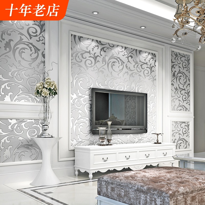现代简约3d立体电视背景墙壁纸客C厅卧室欧式奢华高档大气简欧墙