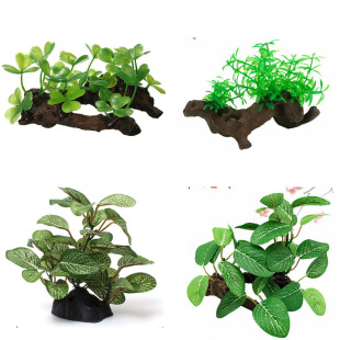 饰仿真植物爬山虎 沉木水草人工植物水生草木装 热销水族鱼缸装 饰