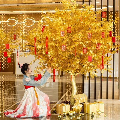 仿真金榕树摇钱树许愿树大型假树发财树新年红包树商场酒店装饰树