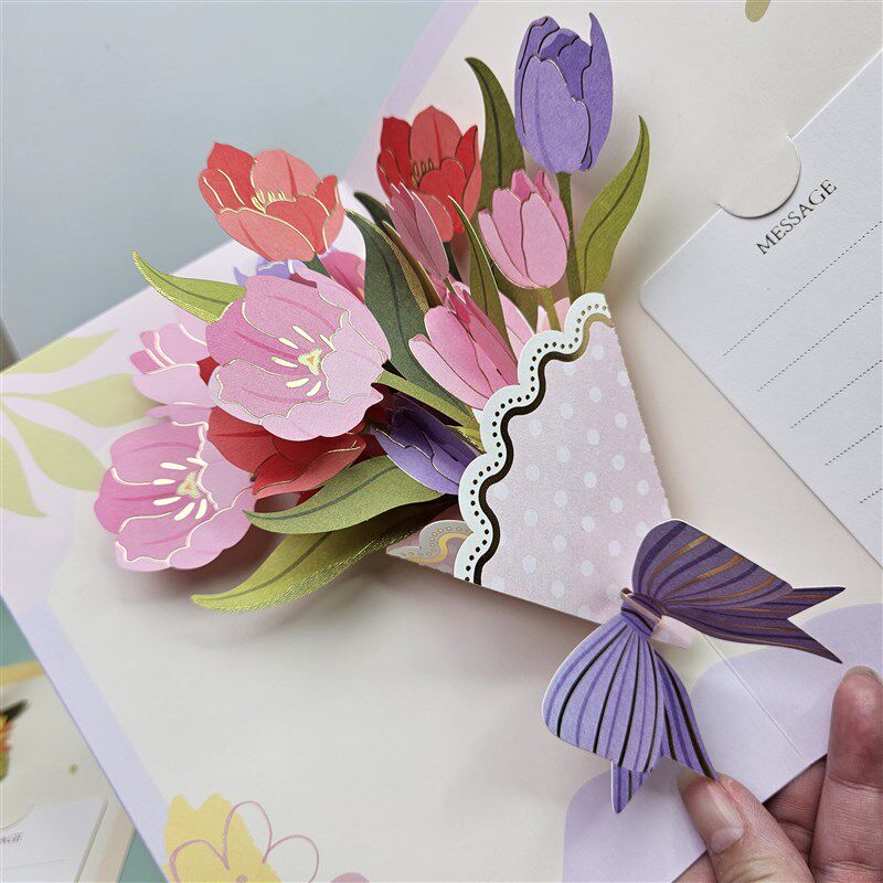 母亲节3d立体贺卡教p师节花束贺卡送女老师礼物祝福卡感谢卡配信