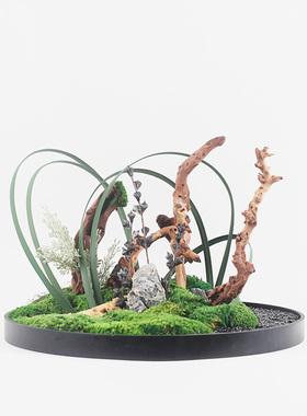 新中式桌面仿盆景摆件售楼处样板间客厅酒店茶桌禅意花.器装饰摆