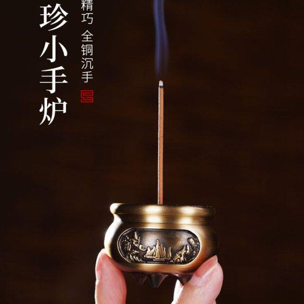 普云铜香炉迷你袖珍小手炉家用室内檀香线香香插塔香炉三足铜香炉,家居饰品,香薰炉,淘宝优惠券,粉丝福利购,淘宝优惠卷