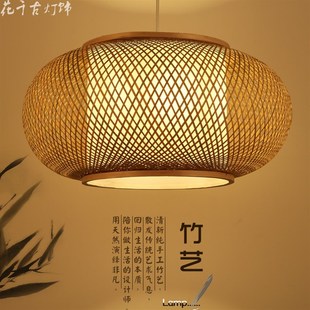 K茶室禅意榻榻米竹艺吊 客厅餐厅包间日式 新中式 竹编现代田园风格