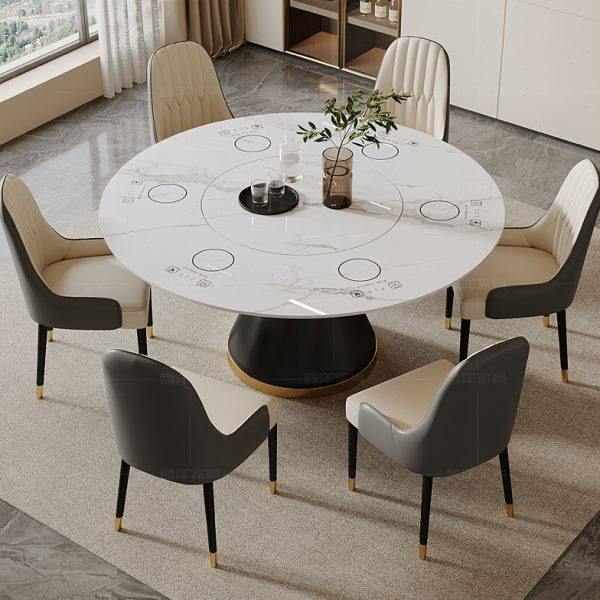 火锅餐桌家用商用一体轻奢现代简约电磁炉岩板饭桌椅组合一人一锅,住宅家具,岩板餐桌,淘宝优惠券,粉丝福利购,淘宝优惠卷