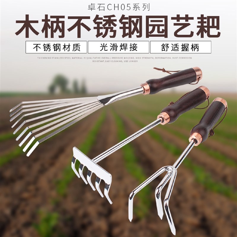 小耙子农具种花种菜松土翻地搂z草园艺工具赶海神器不锈钢草坪钉