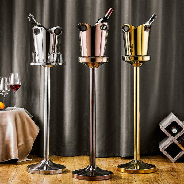 欧式不锈钢香槟桶奢华架展示样板房饰品家用酒吧ktv酒水立式冰桶
