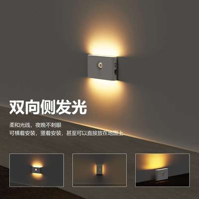 磁吸LED夜灯楼梯走廊灯现代简约设计感应小夜灯temu热卖资质齐全