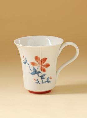 羊脂玉白瓷手绘釉下彩茶杯个人杯办公杯家用喝茶泡咖啡高档茶咖杯