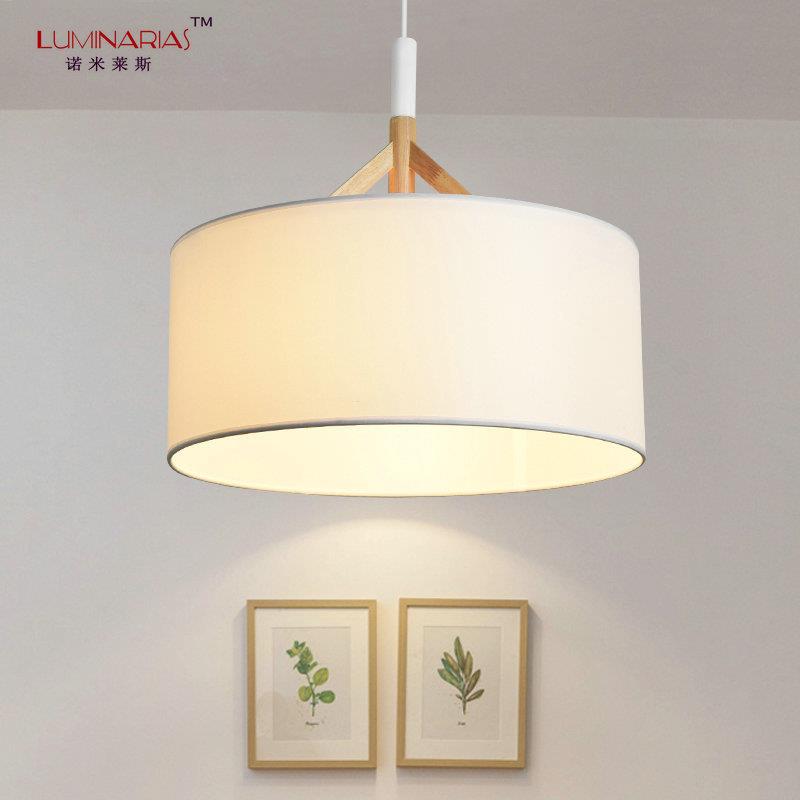 北欧吊灯创意布艺吧台咖啡厅餐厅灯简约现代木艺单头饭店餐桌吊灯