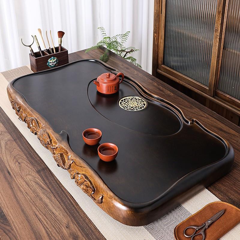 整块胡桃木茶盘实木家用客厅简约功夫茶具茶海托盘仿原木小型茶台
