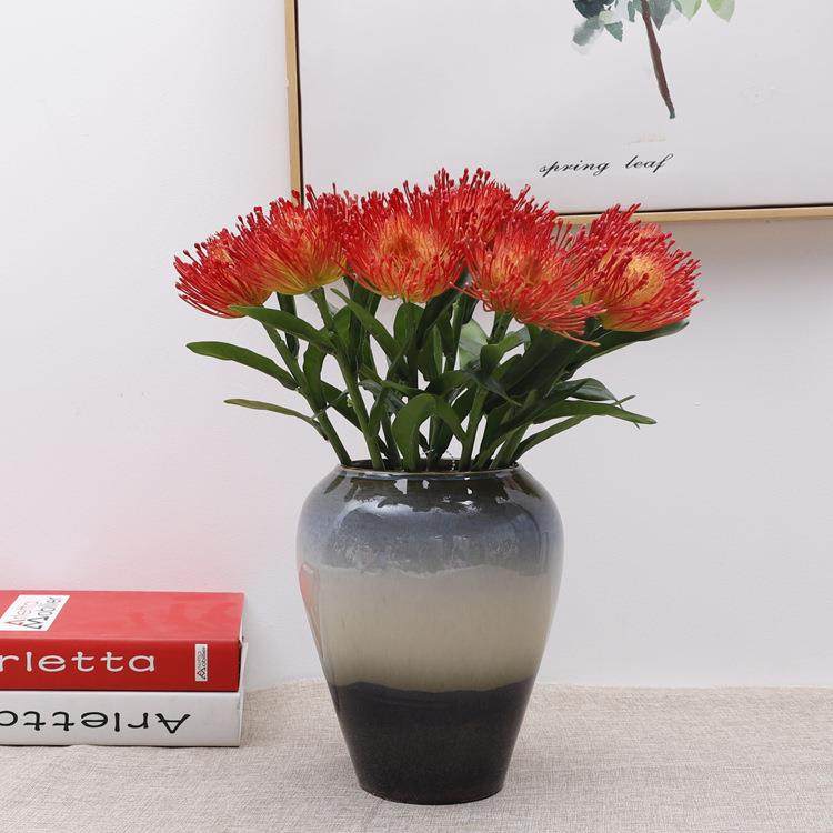 新款仿真带叶短支针垫花 客厅餐桌假花塑料花 婚庆装饰仿真针垫花