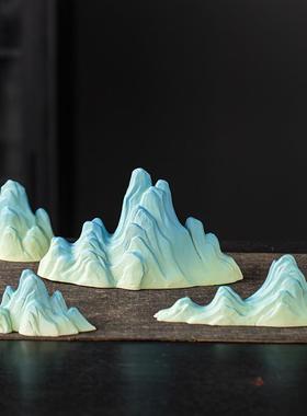 千里江山陶瓷小假山摆件禅意客厅玄关微景观鱼缸造景茶桌摆设